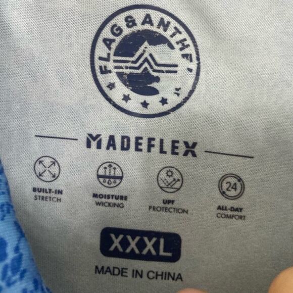 NWOT FLAG&ANTHEM MADEFLEX Polo Shirt 3XL Blue Floral Short-Sleeve Stretch “MVP” - Picture 3 of 4